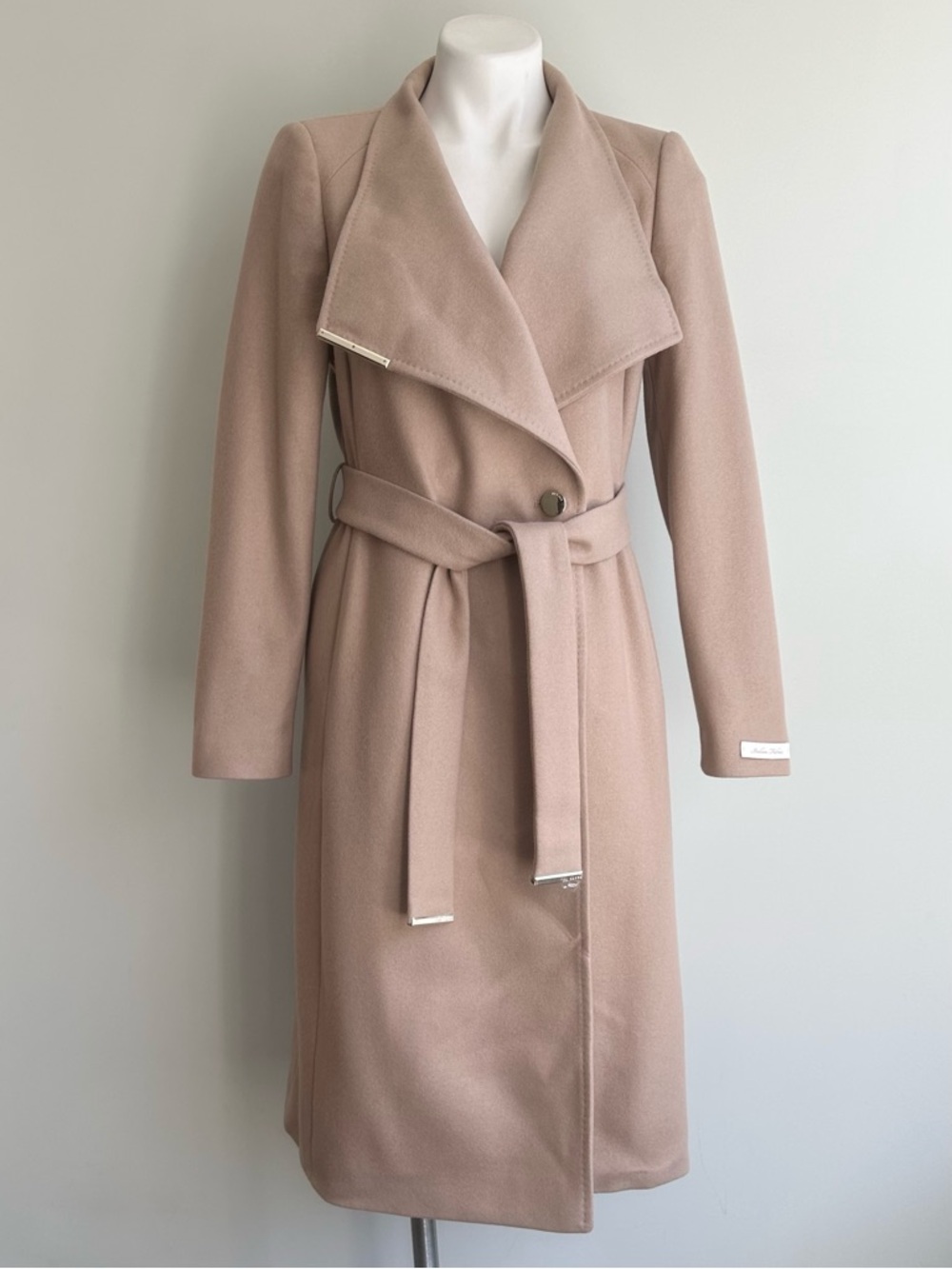 TED BAKER London Rose Midi Length Belted Wool Wrap Coat in Camel Ted 2 US 6 NWT - Picture 8 of 13
